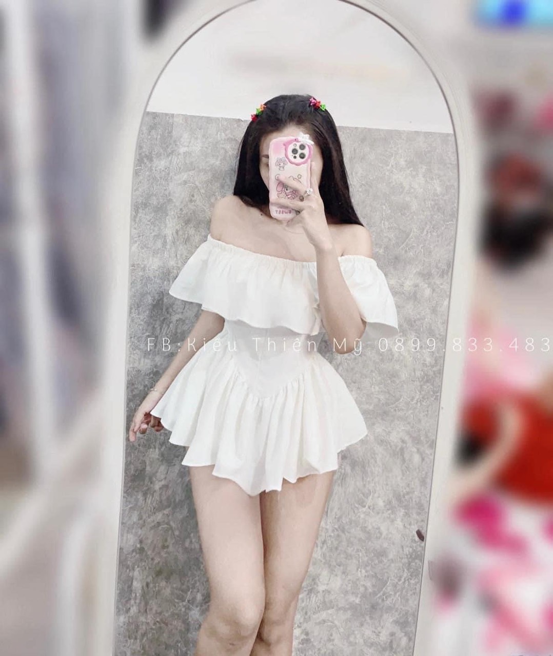 new- set váy bèo tiểu thư trễ vai TH