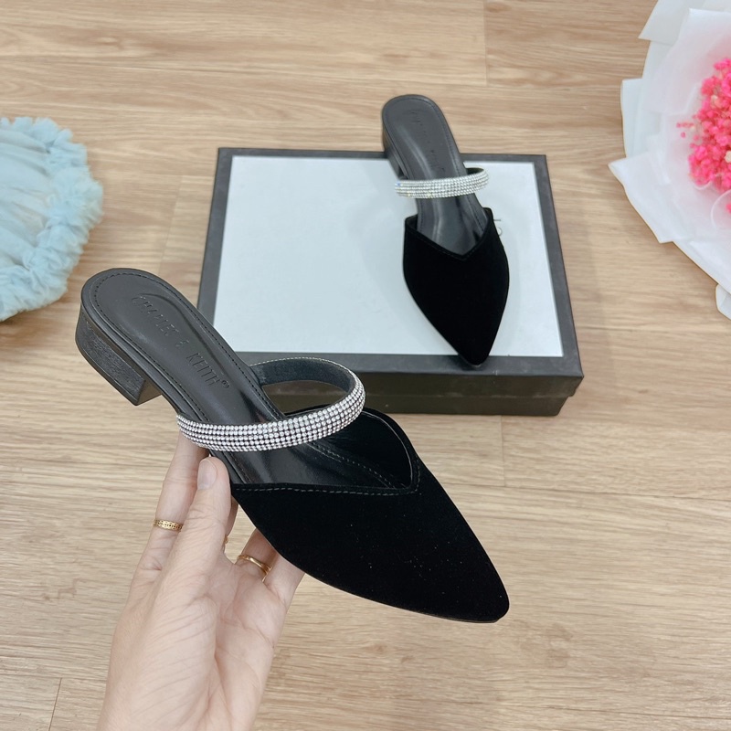[Video ảnh thật] Sục mũi nhọn quai đá to gót 3cm( cườm to)