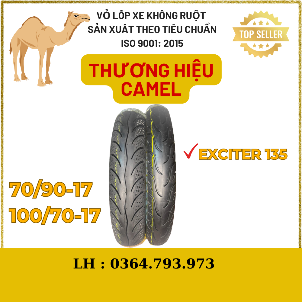 1 Cặp vỏ lốp không ruột xe exciter 135