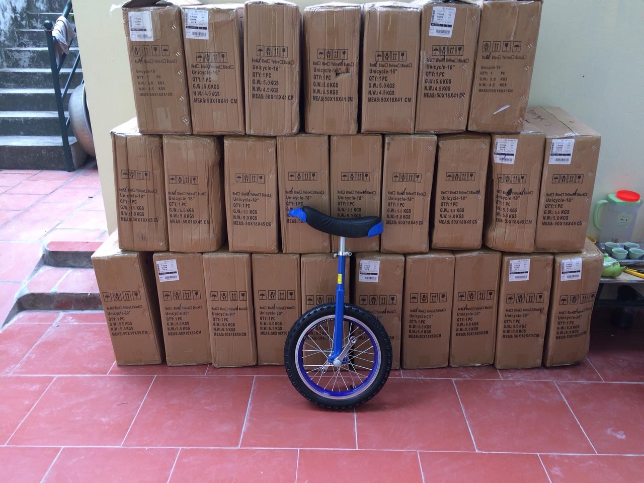 Xe đạp 16 inch màu xanh (unicycle)
