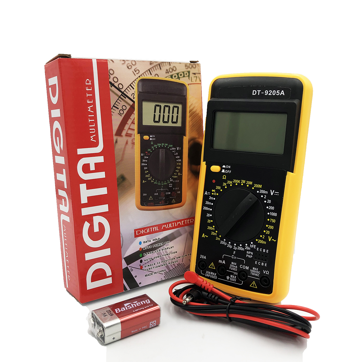 Original Digtal dt-9205a LCD display digital multimeter AC DC resistance measurement