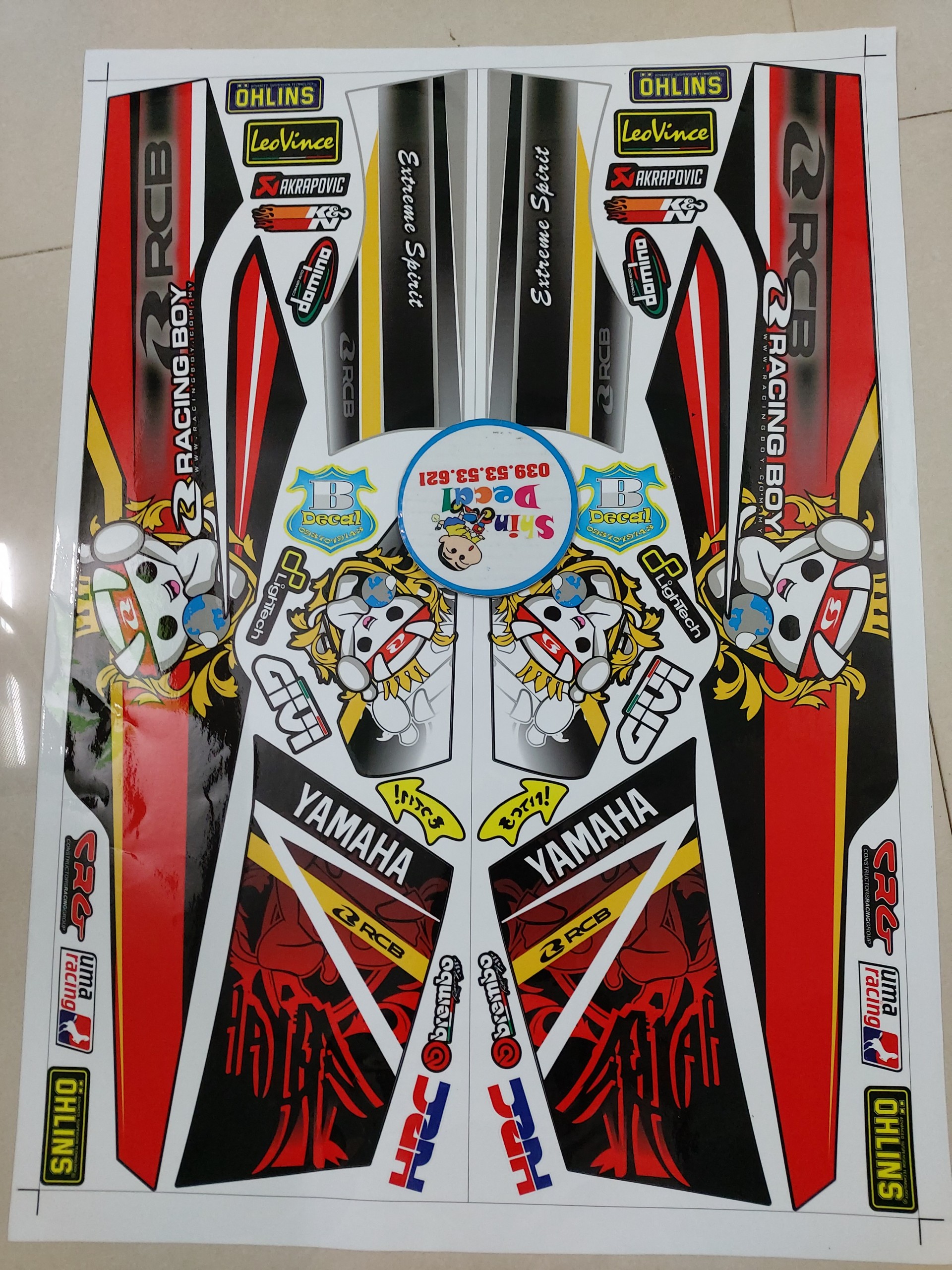 [HCM]Tem xe sirius racingboy đỏ đen tặng logo
