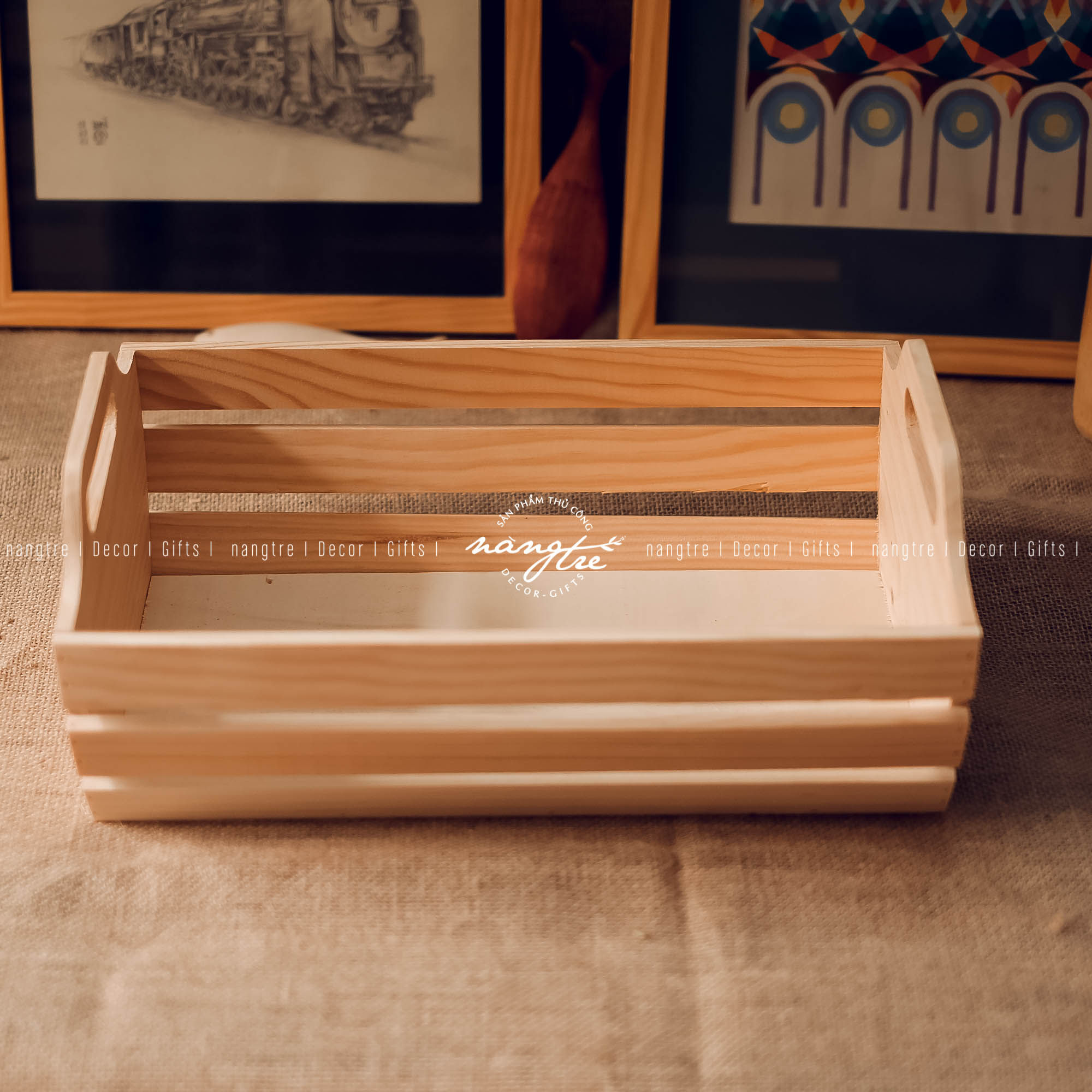 [HCM]Khay gỗ pallet đựng quà/ Khay gỗ trái cây