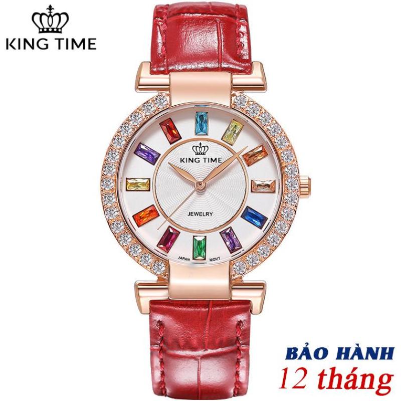 Đồng hồ nữ KING TIME Đính Đá Ruby Rainbow - Mặt to nổi bật
