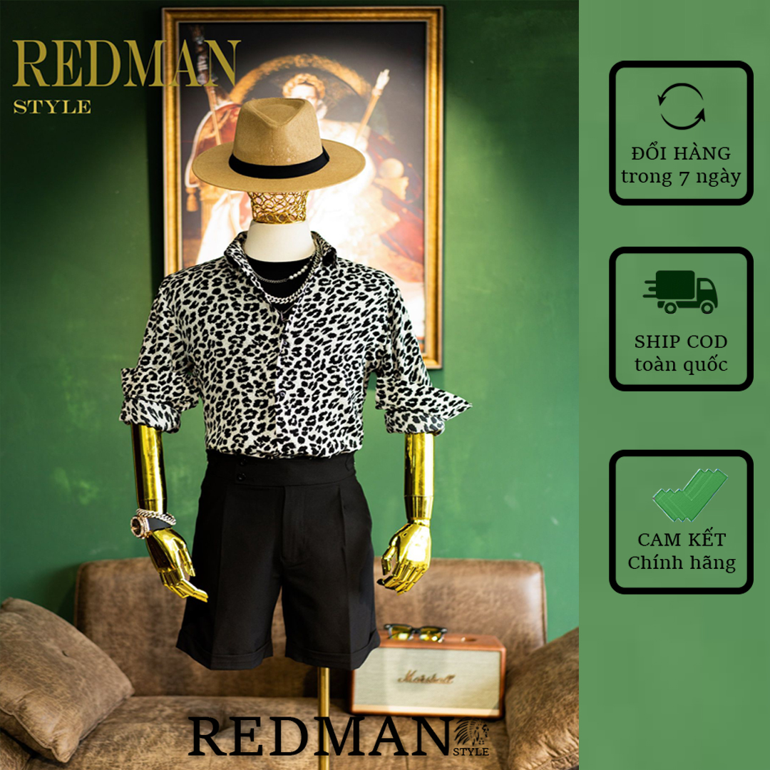 Áo Sơ Mi Nam Họa Tiết " DA BEO " S57 - Vải lụa Mango cao cấp [RedMan Style]