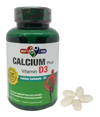 Thực phẩm bổ sung canxi và vitamin D3 CALCIUM PLUS VITAMIN D3 Softgels 200 viên