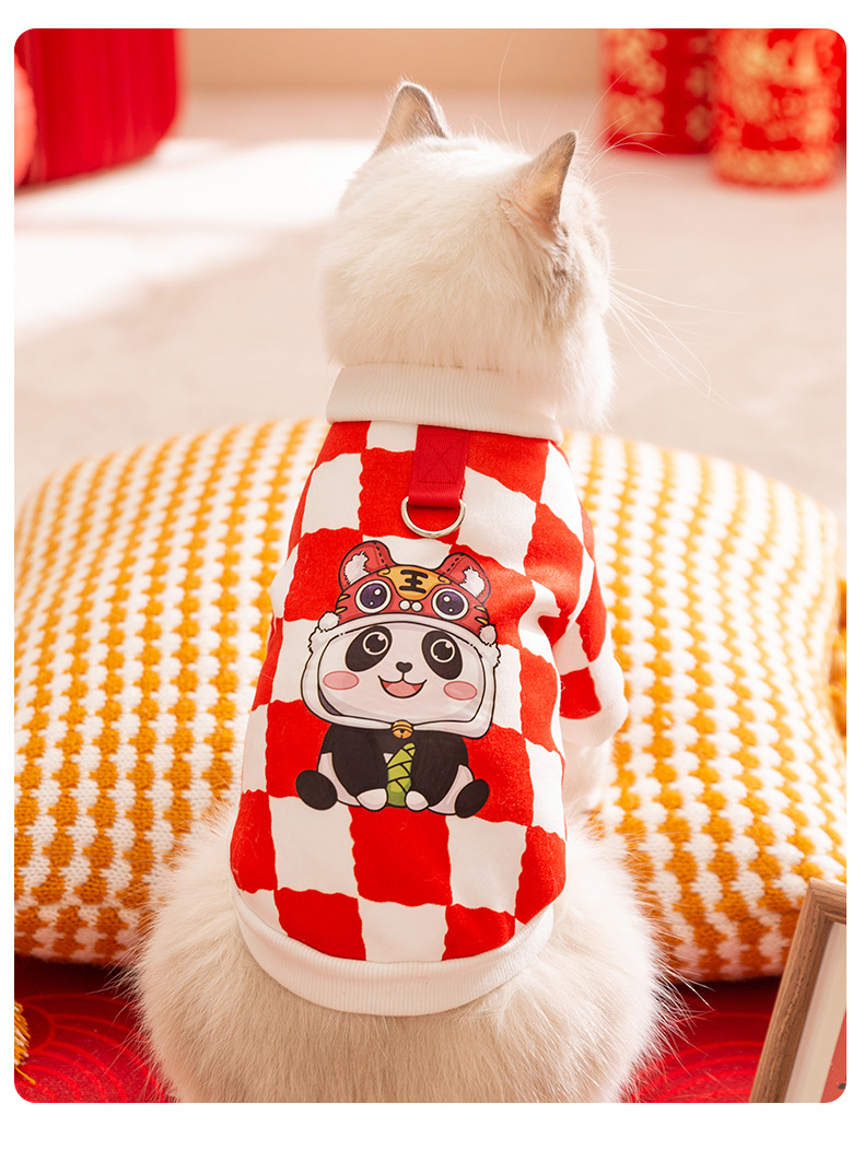 áo nỉ - áo ấm - áo thu đông hình rabbit rich và panda đội nón lân dành cho chó mèo - T3 PETS SHOP