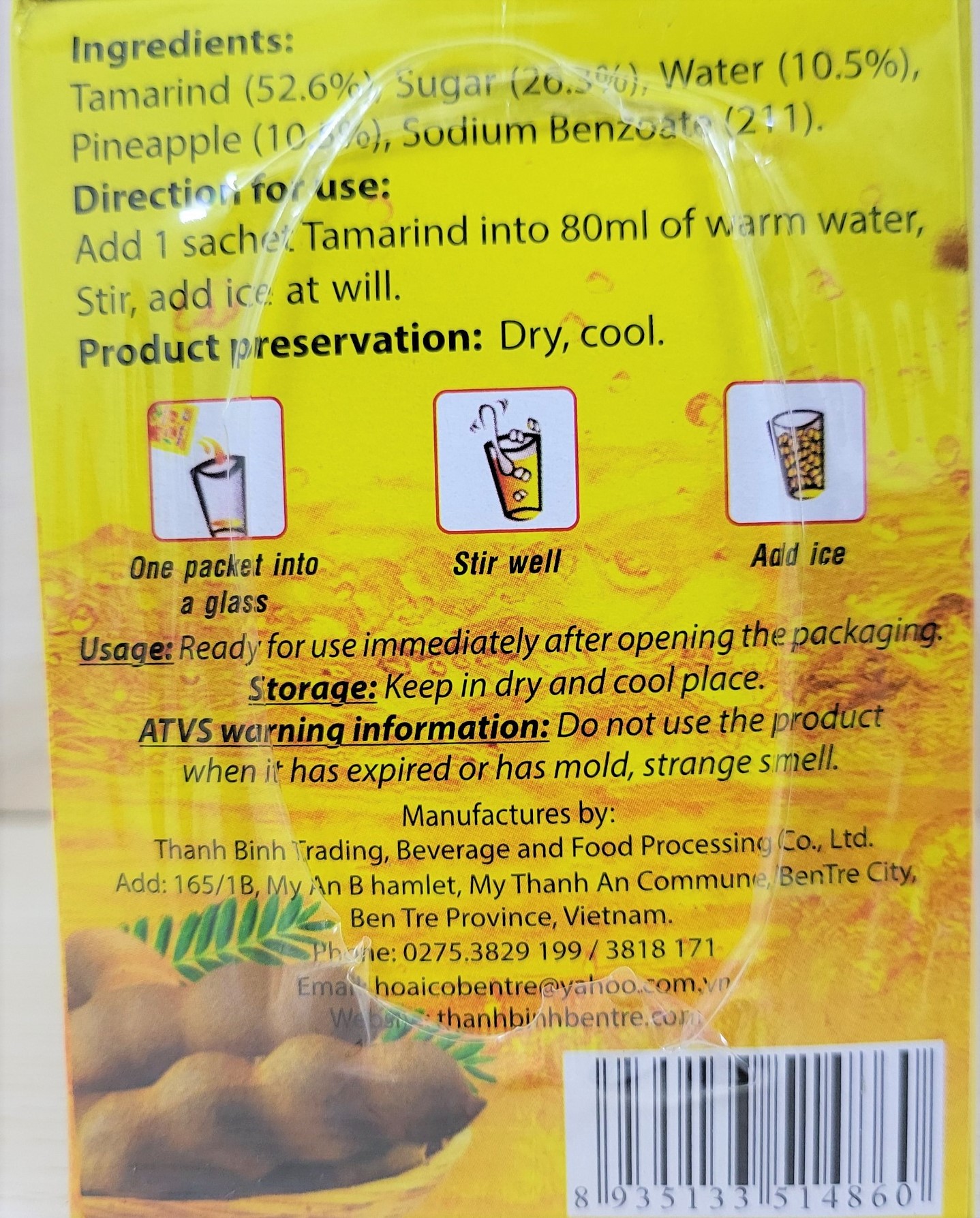 (HỘP GIẤY 900g / 18 gói) ĐÁ ME HẠT MỀM THANH BÌNH Thai Iced Tamarind