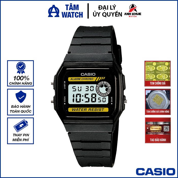 Đồng hồ nam dây nhựa Casio Standard chính hãng Anh Khuê F-94WA-9HDG (33mm)