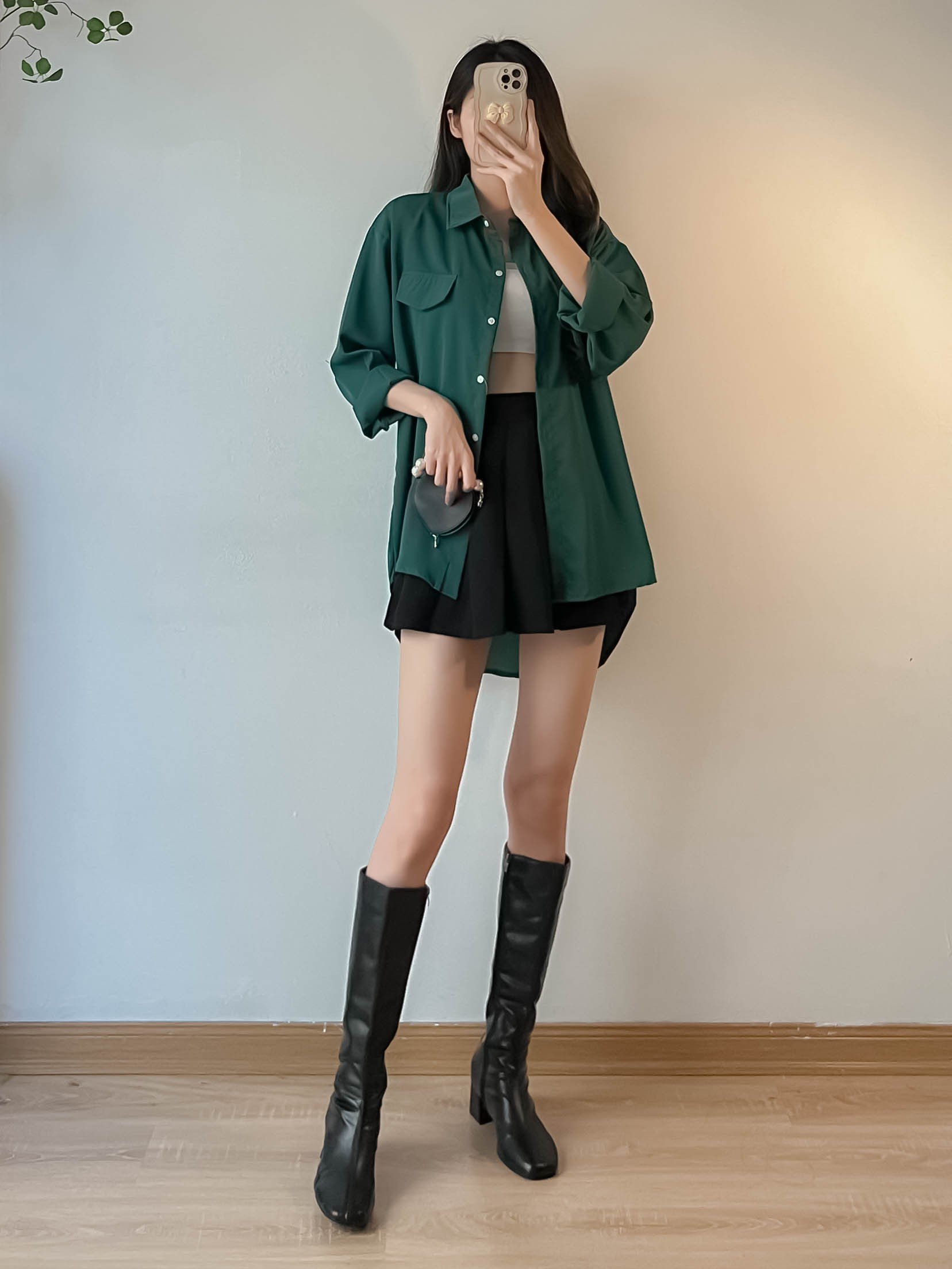 Áo sơ mi voan lụa dáng dài trơn basic - 247StoreFashion - SM00105