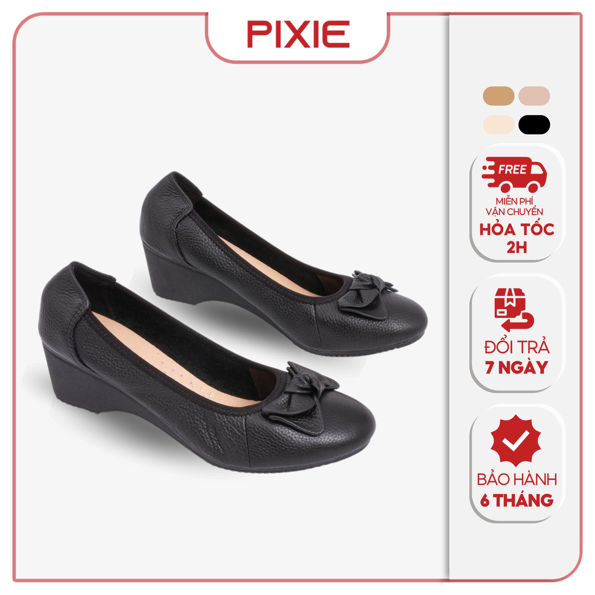 Giày Búp Bê Đế Xuồng 3cm Da Thật Êm Chân Pixie X461