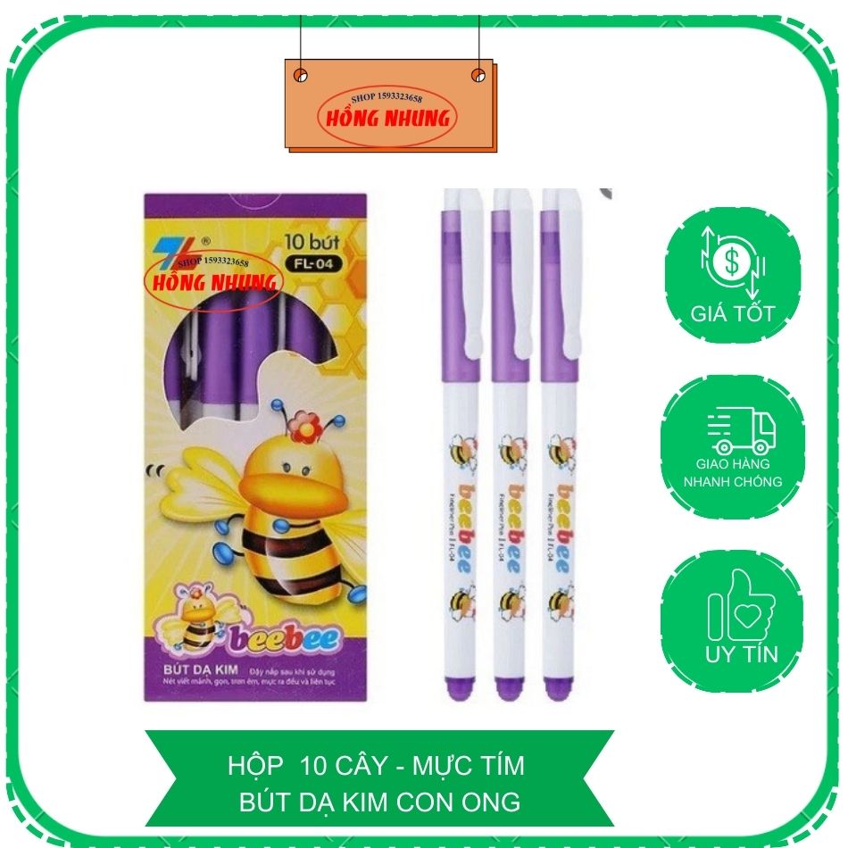 [ HCM] 01 Cây Bút Dạ Kim Beebee FL-04 Màu Tím Ngòi 0.3mm