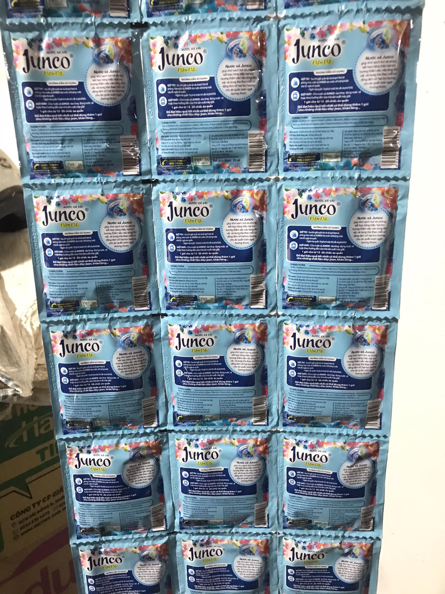 Combo nước xả vải junco dây 20 gói ( 2 dây)