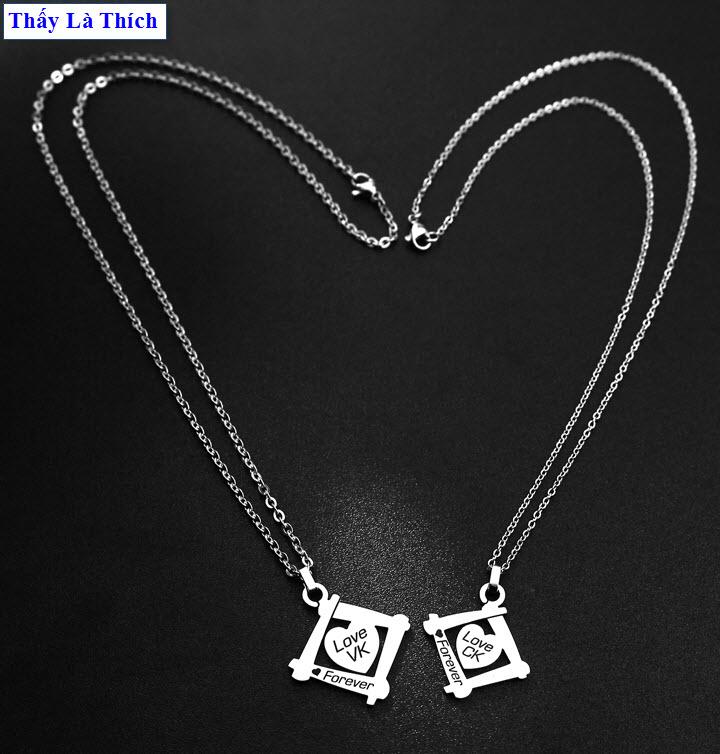 Necklaces couple stainless steel saw is like heart shape carved letter love CK/love VK (2 wire + Face as picture)-price for sale as above is 1 pair as picture