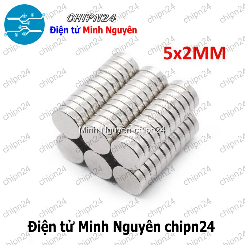 [5 viên] (K173) Nam châm Tròn phi 5mm dày 2mm - HH005953
