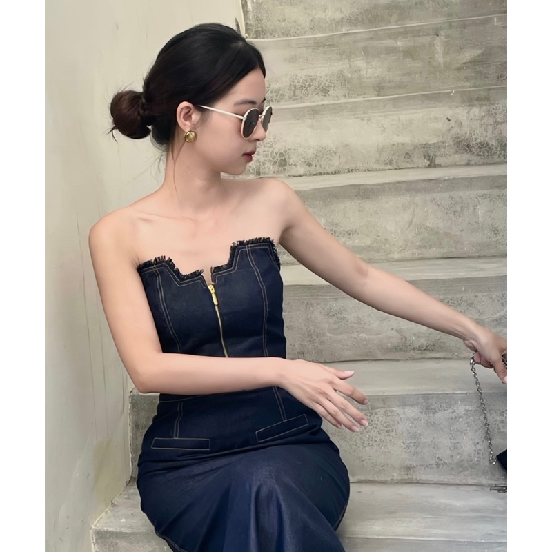 LILLIE | Set váy jean cup ngực