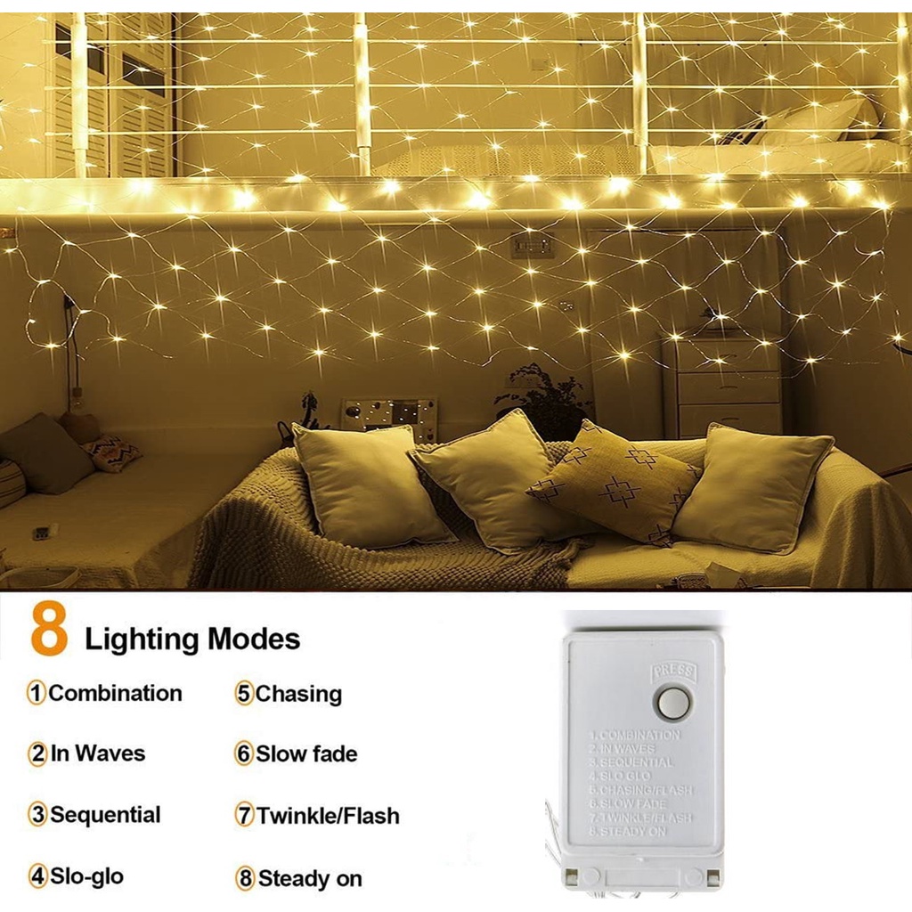 Dây Đèn Led Dạng Lưới Trang Trí Chống Nước 2x2m 3x3m