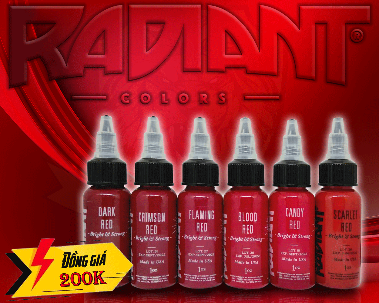Mực xăm Radiant Red màu đỏ