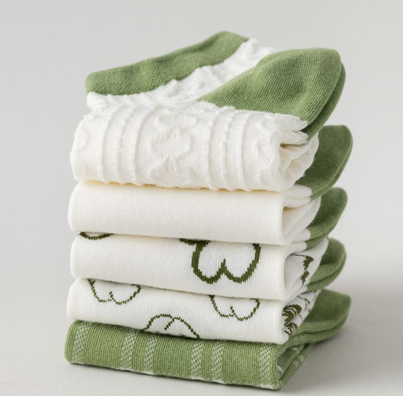 Set 10 Đôi Tất Vớ Nữ Ngắn Cổ Bèo Green