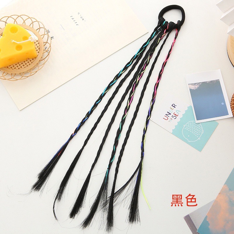 Cột tóc giả thắt bím nhiều màu cá tính dễ thương