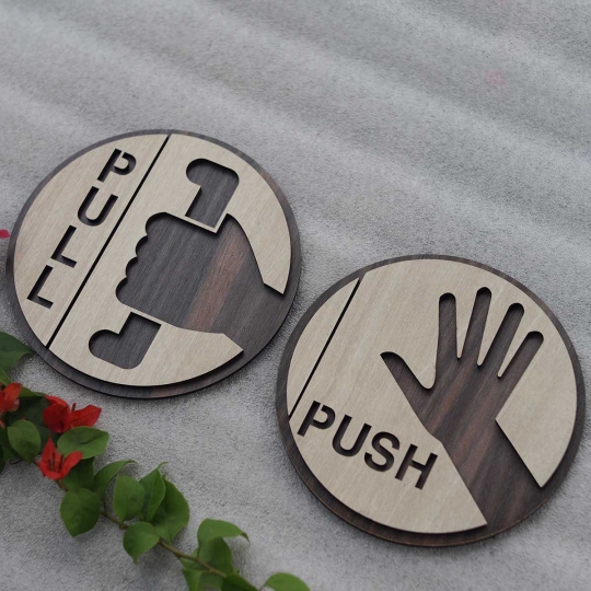 Combo 2 Bảng Gỗ Pull (Kéo), Push (Đẩy) 10cm