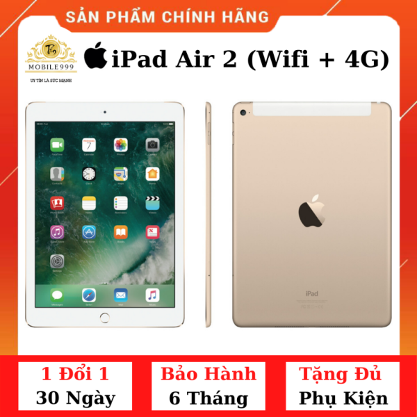 iPad Air 2 (Wifi + 4G) 16G /32G /64GB Chính Hãng - Zin Đẹp - Màn Retina sắc nét - Tặng phụ kiện + Bao da - 1 đổi 1 30 ngày - BH 6 tháng - MOBILE999