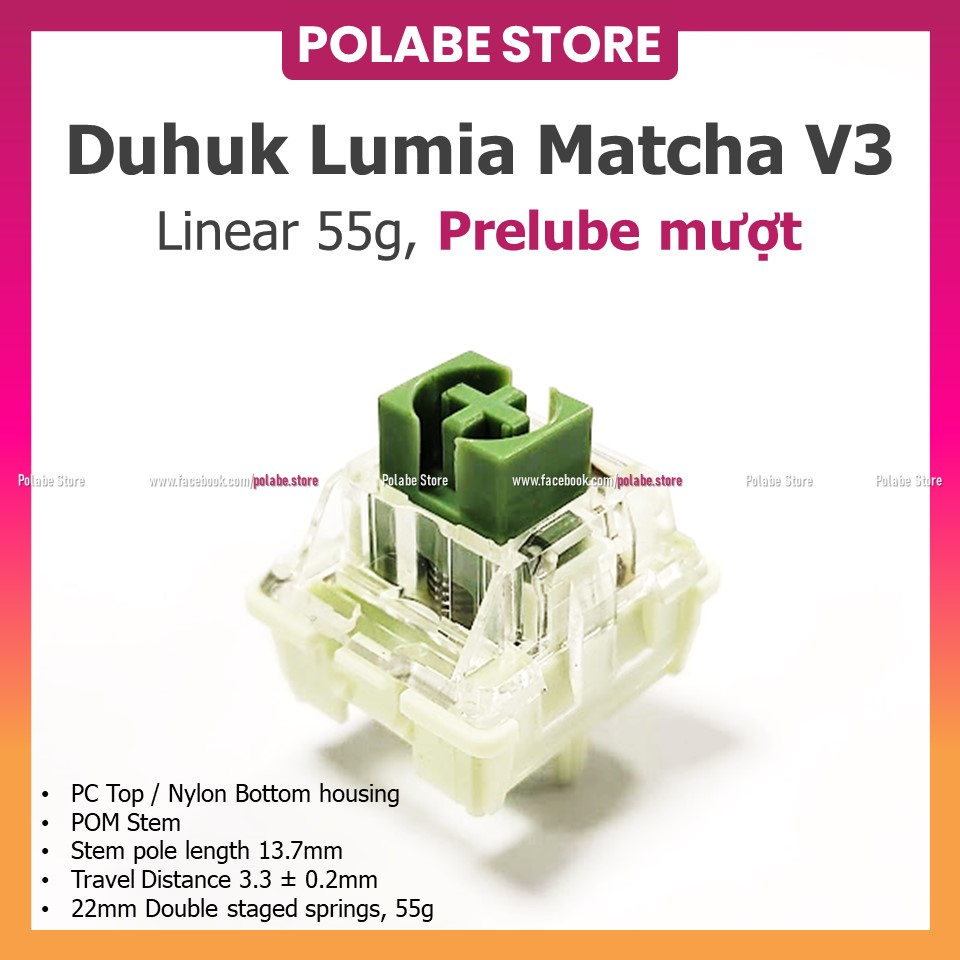 Công tắc Duhuk Lumia Matcha v3 linear switch prelube bàn phím cơ Duhuk ...