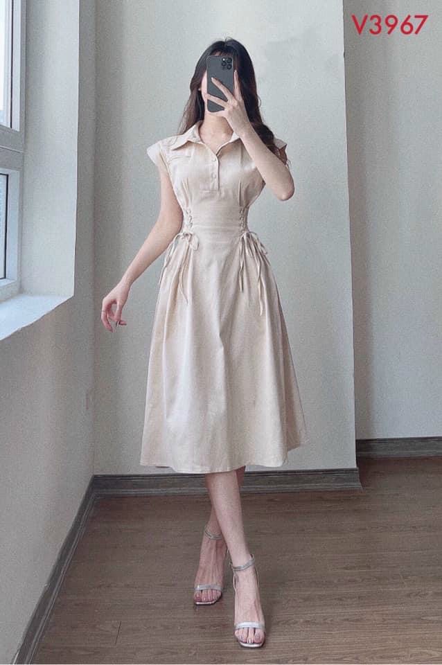 ĐẦM SƠ MI PHỐI DÂY NƠ 2 BÊN EO CỰC XINH