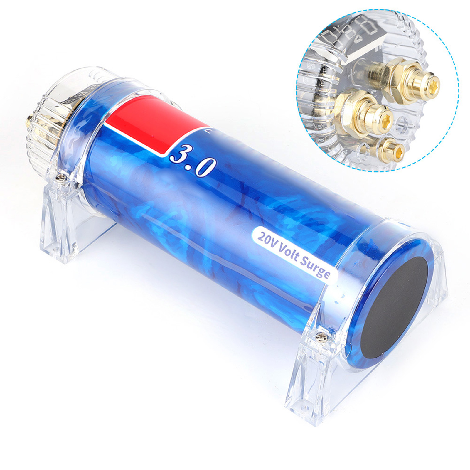 【Siêu bán】Bộ Khuếch Đại Tụ Điện Âm Thanh Xe Hơi Farad 3.0 Bộ Điều Chỉnh Bộ Ổn Định Phụ Tùng Ô Tô Sửa Đổi Màu Xanh Dương