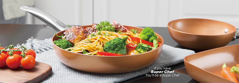 Chảo chiên SUPER CHEF tráng men Caramic cao cấp đáy từ 26cm