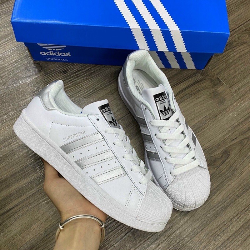 🔥 ẢNH THẬT 🔥 Giày super star sọc bạc