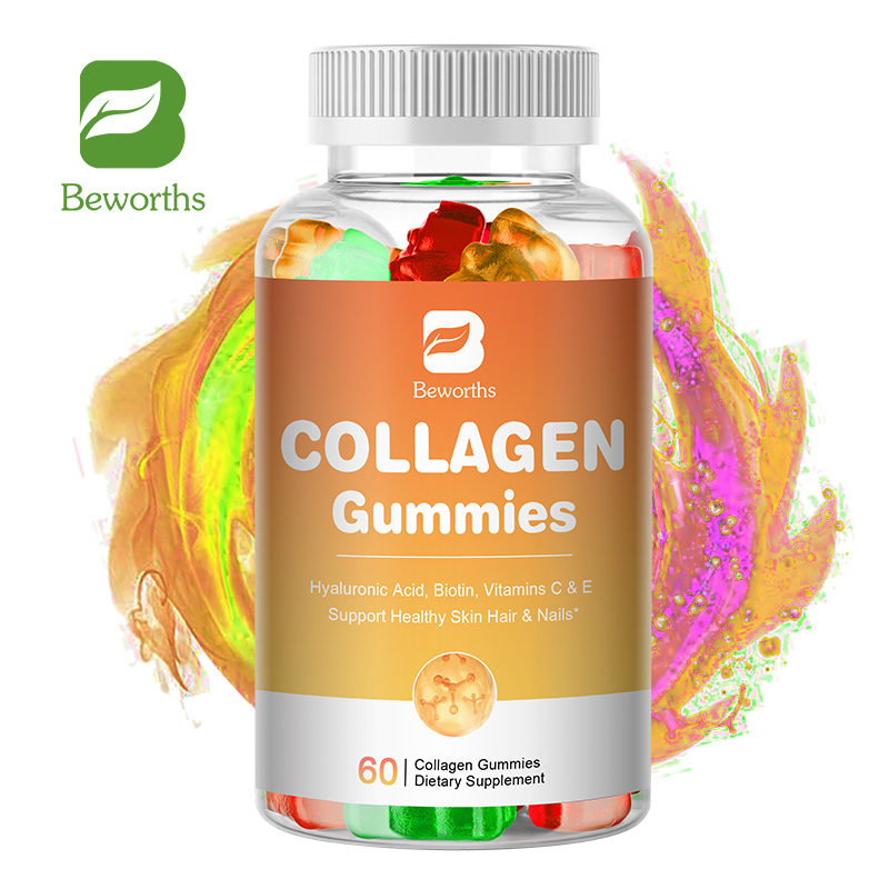 BEWORTHS Collagen Gummies cho Tóc Khỏe Da Móng Làm trắng da Chống lão hóa Vitamin C & E Bổ sung chế độ ăn uống