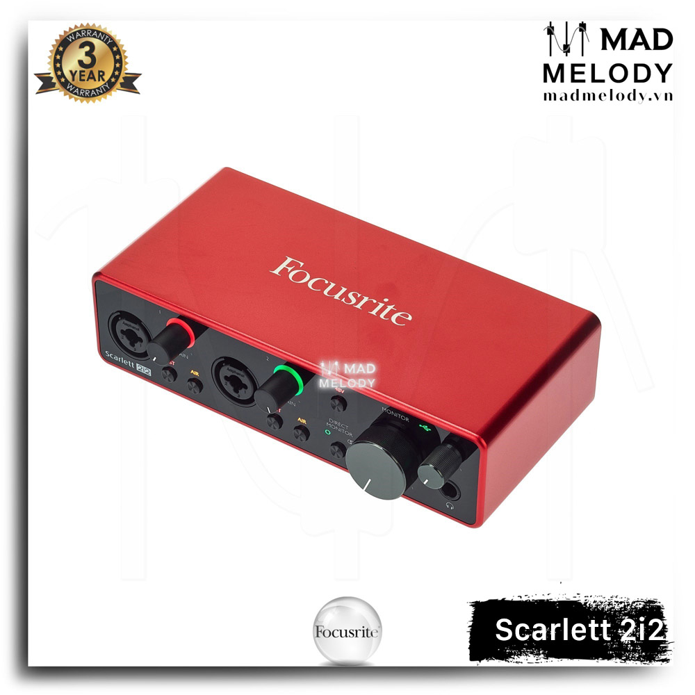 Focusrite Scarlett 2i2 USB Audio Interface (3rd Gen) [soundcard thu âm/kiểm âm 2i2 Gen 3, thế hệ 3, NEW]