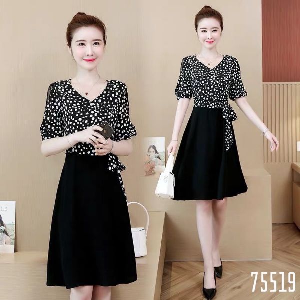 [HCM]Váy Đầm Xòe Dự Tiệc Dạo Phố Cổ Tim Thắt Nơ Eo - D239
