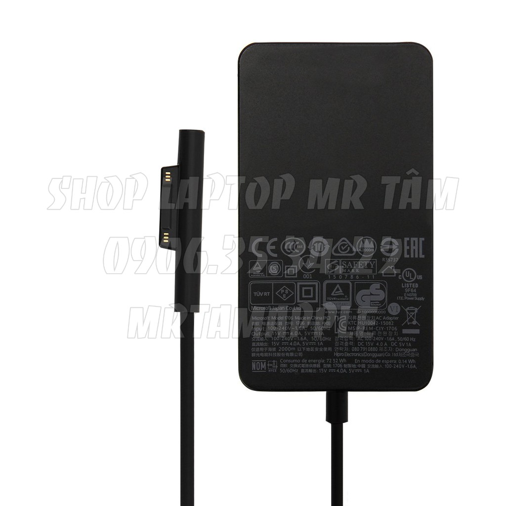 SẠC SURFACE PRO 4 5 6 7 15V-4A (65W) (SẠC ZIN) - mã sạc 1706