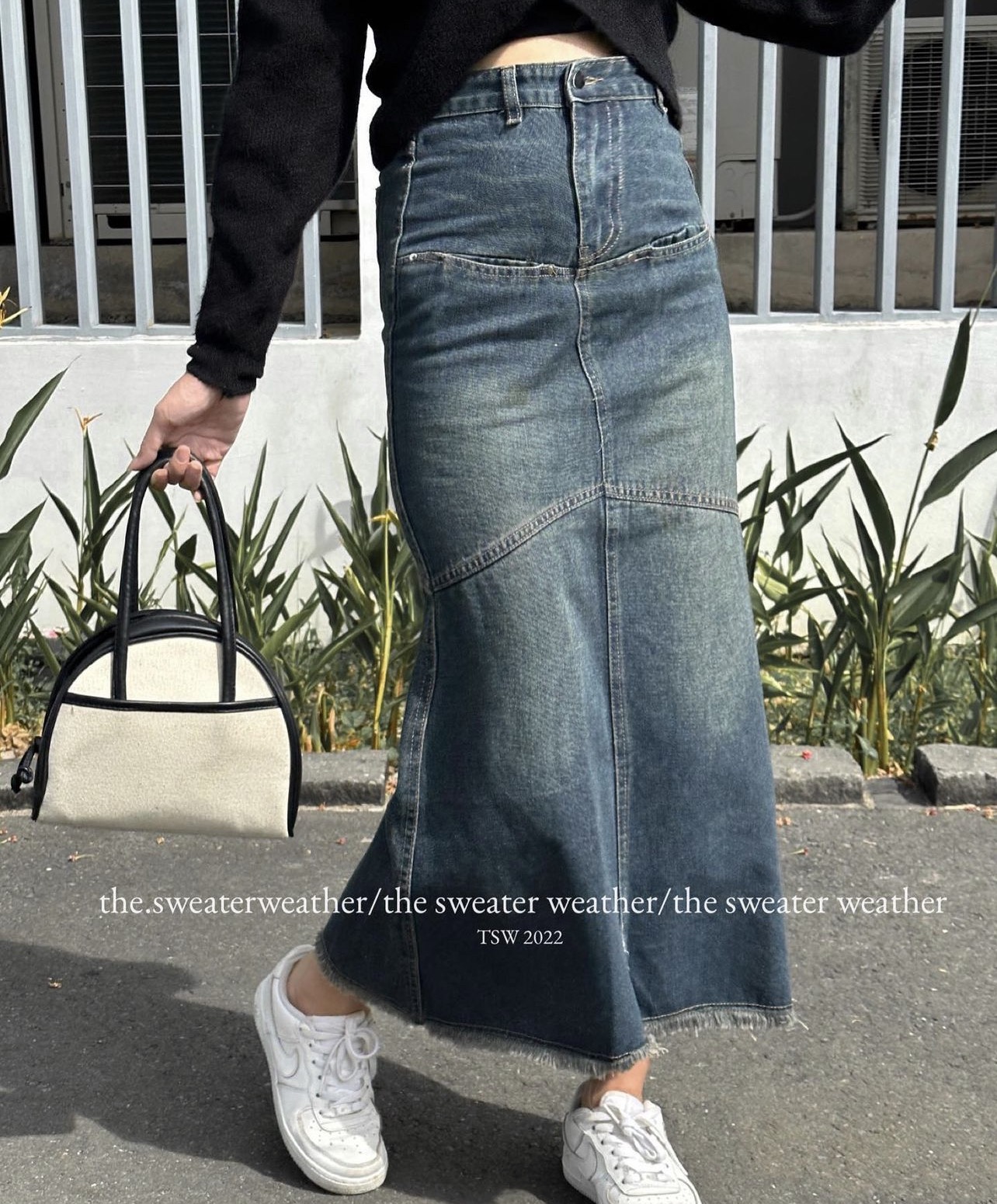 Chân váy jeans maxi đuôi cá dáng dài cv6857