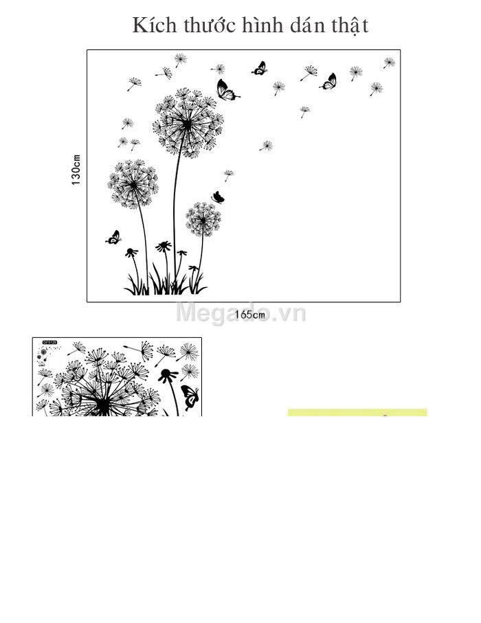 Decal dán tường mẫu hoa bồ công anh