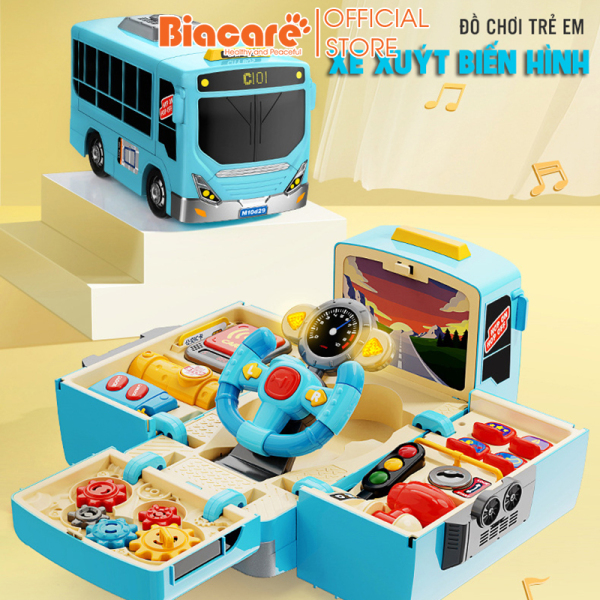 Ô tô đồ chơi xe buýt biến hình, đồ chơi giáo dục cho bé Biacare