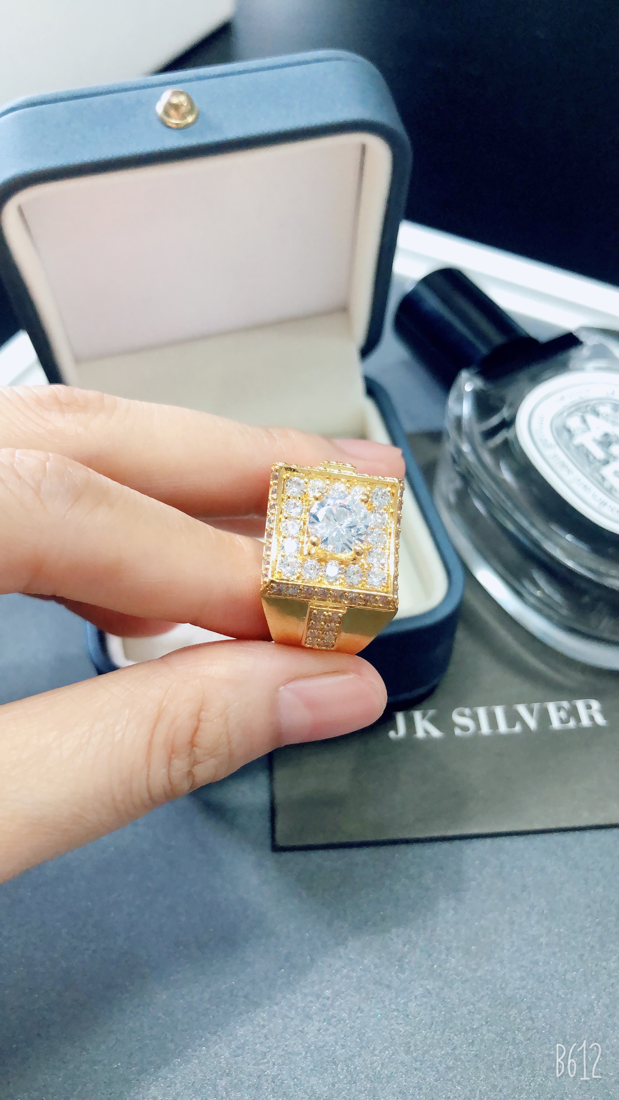 Nhẫn bạc nam đính đá cao cấp JK Silver