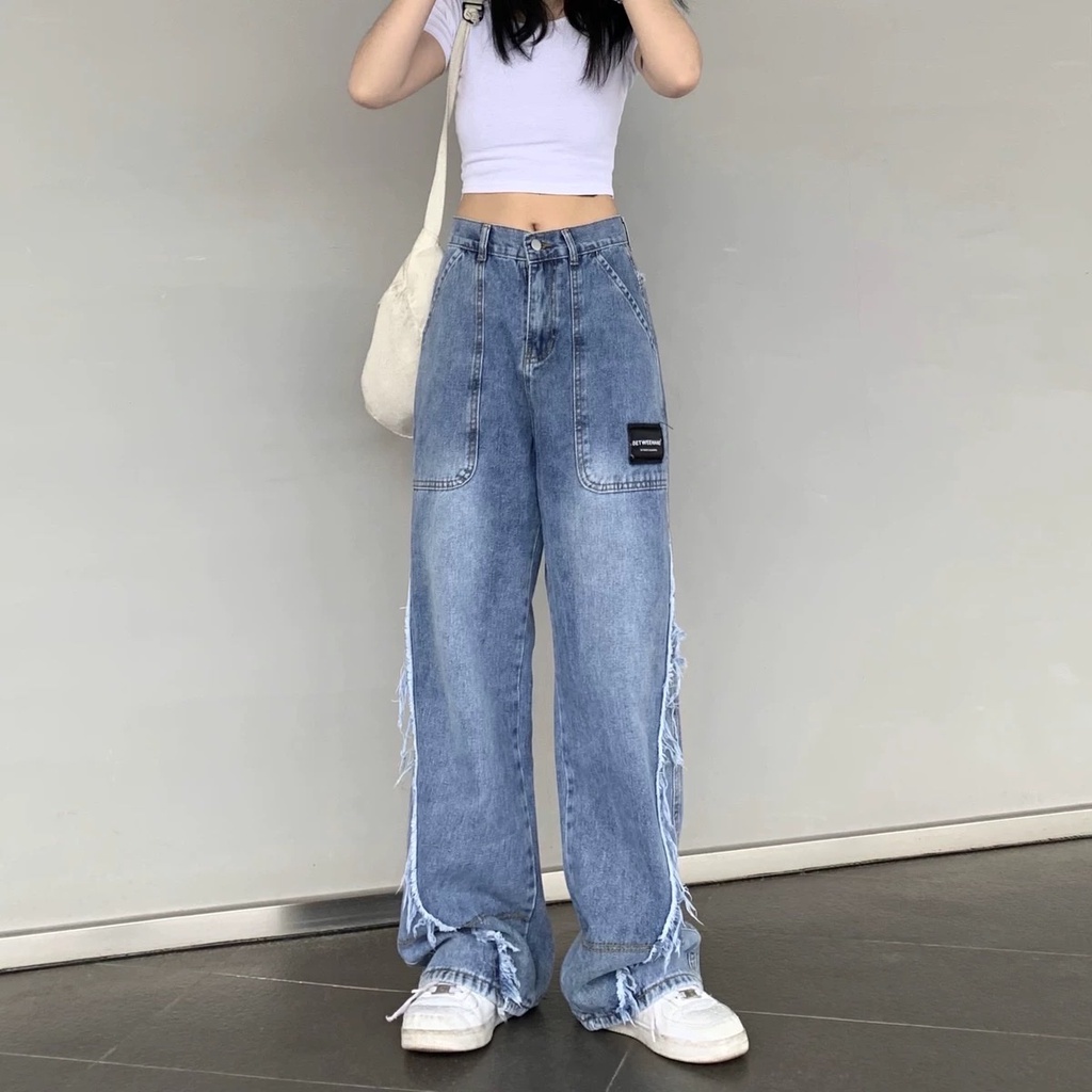 Quần jeans nữ dáng thung quần jeans cạp cao phong cách Ulzzang_j26