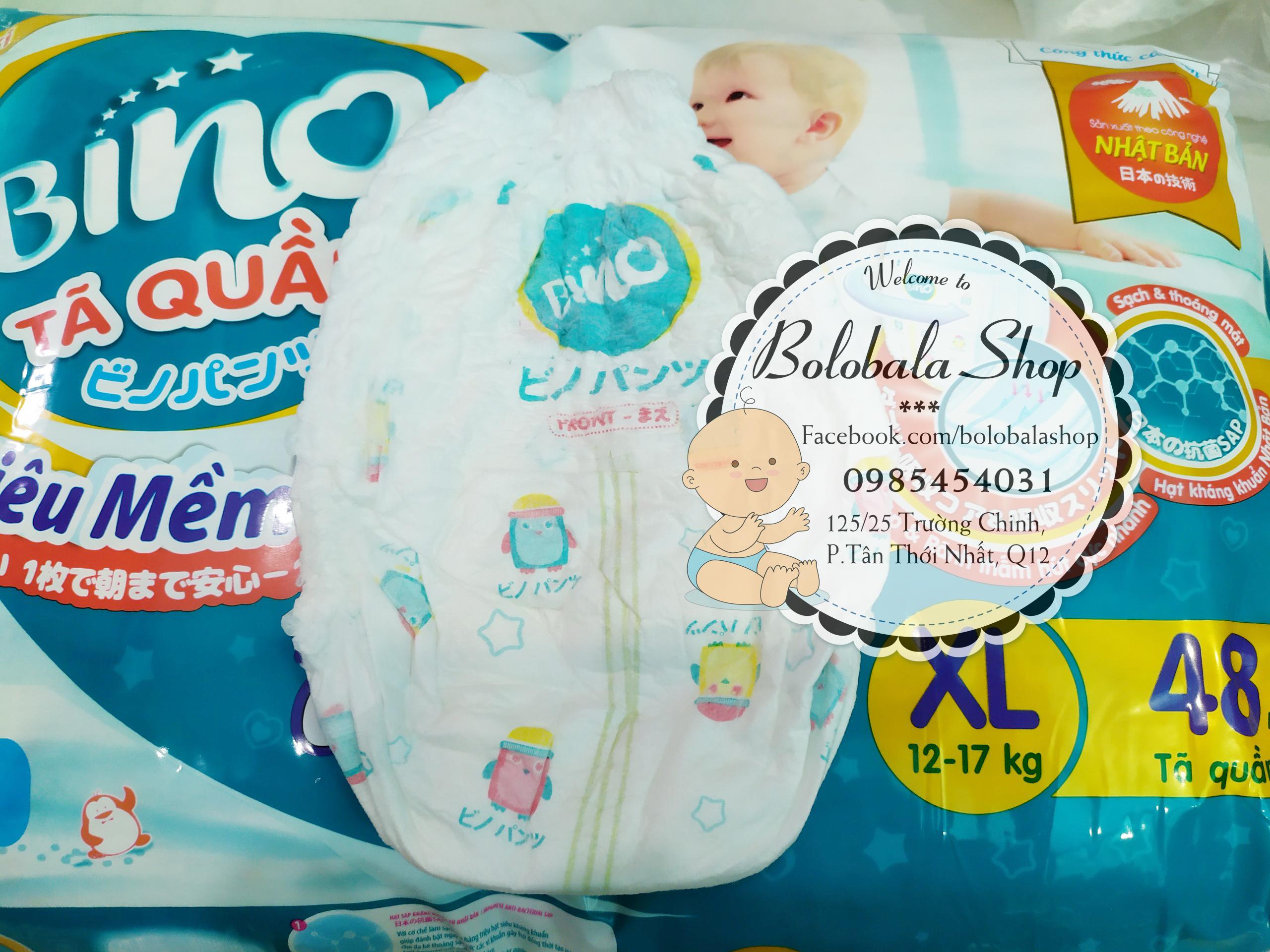 Tã quần Bino size M40/L36/XL32/XXL28