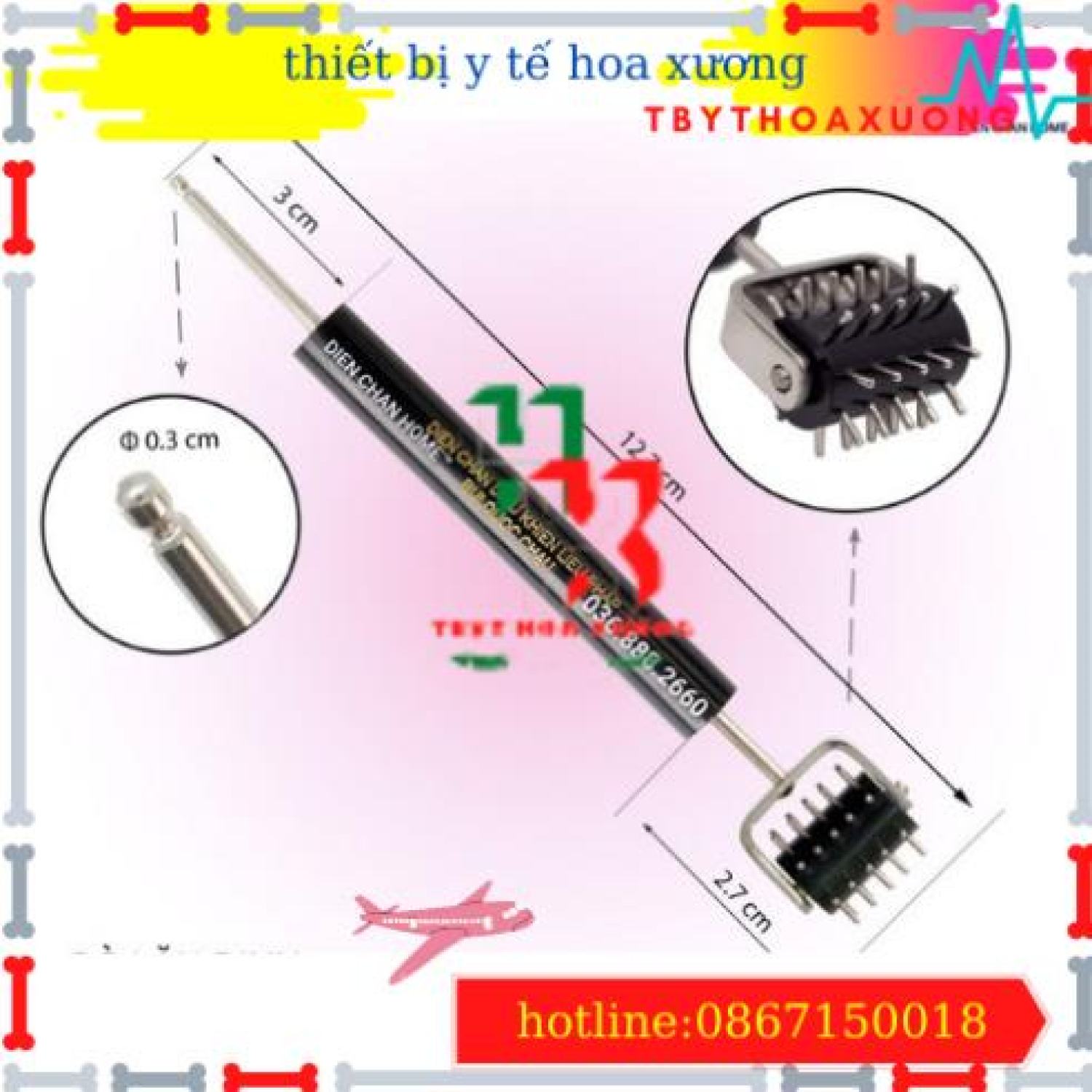 [Hàng Chính Hãng Diện Chẩn Bùi Quốc Châu] Cây Lăn Đinh Dò Huyệt 2 Đầu - Dụng Cụ Diện Chẩn