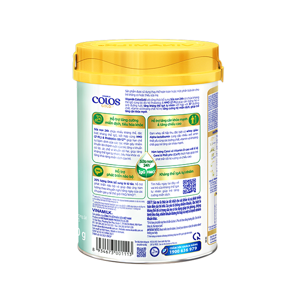 Sữa Non Vinamilk Colos Gold 1 800g (sữa bột cho trẻ từ 0 - 1 tuổi) - Sữa cho trẻ sơ sinh, Miễn dịch khỏe, Bé lớn nhanh