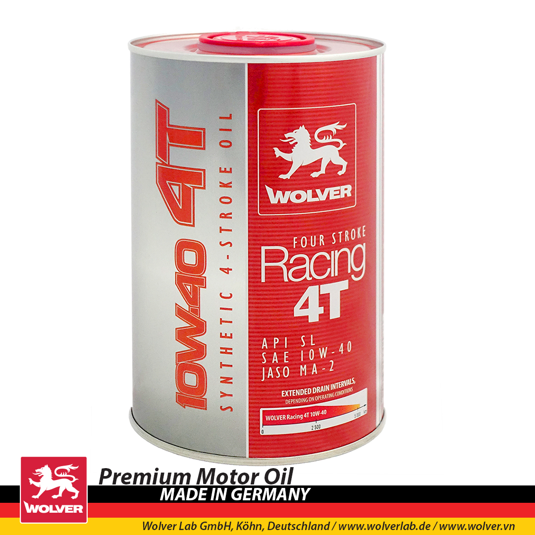 Nhớt Wolver Racing 4T tổng hợp 10W40 lon 1L/800ml, nhớt xe máy/xe côn tay Wolver racing 10W40 giá rẻ khách tùy chon phân loại