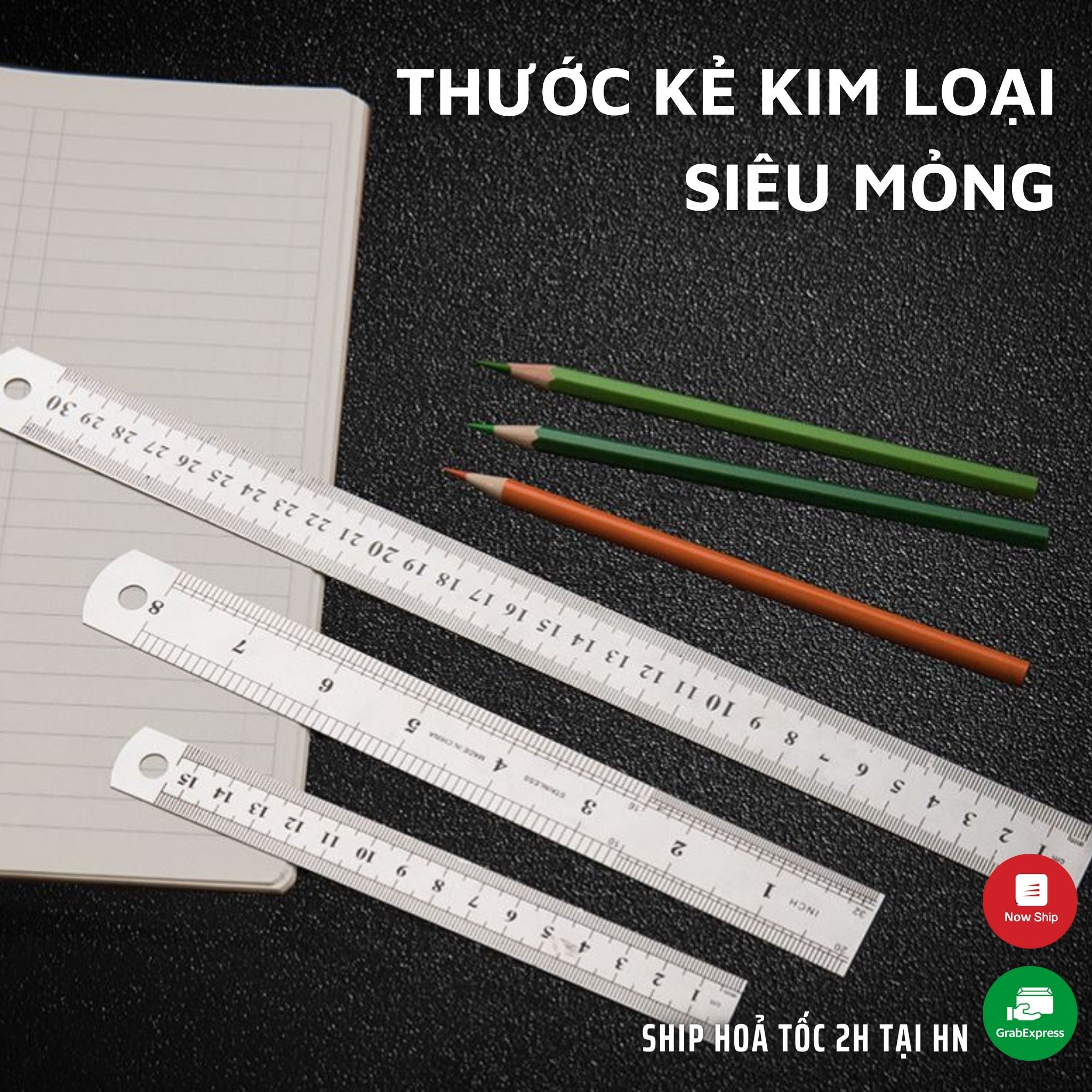 Thước kẻ sắt - thước đo bằng thép 20cm , 30cm