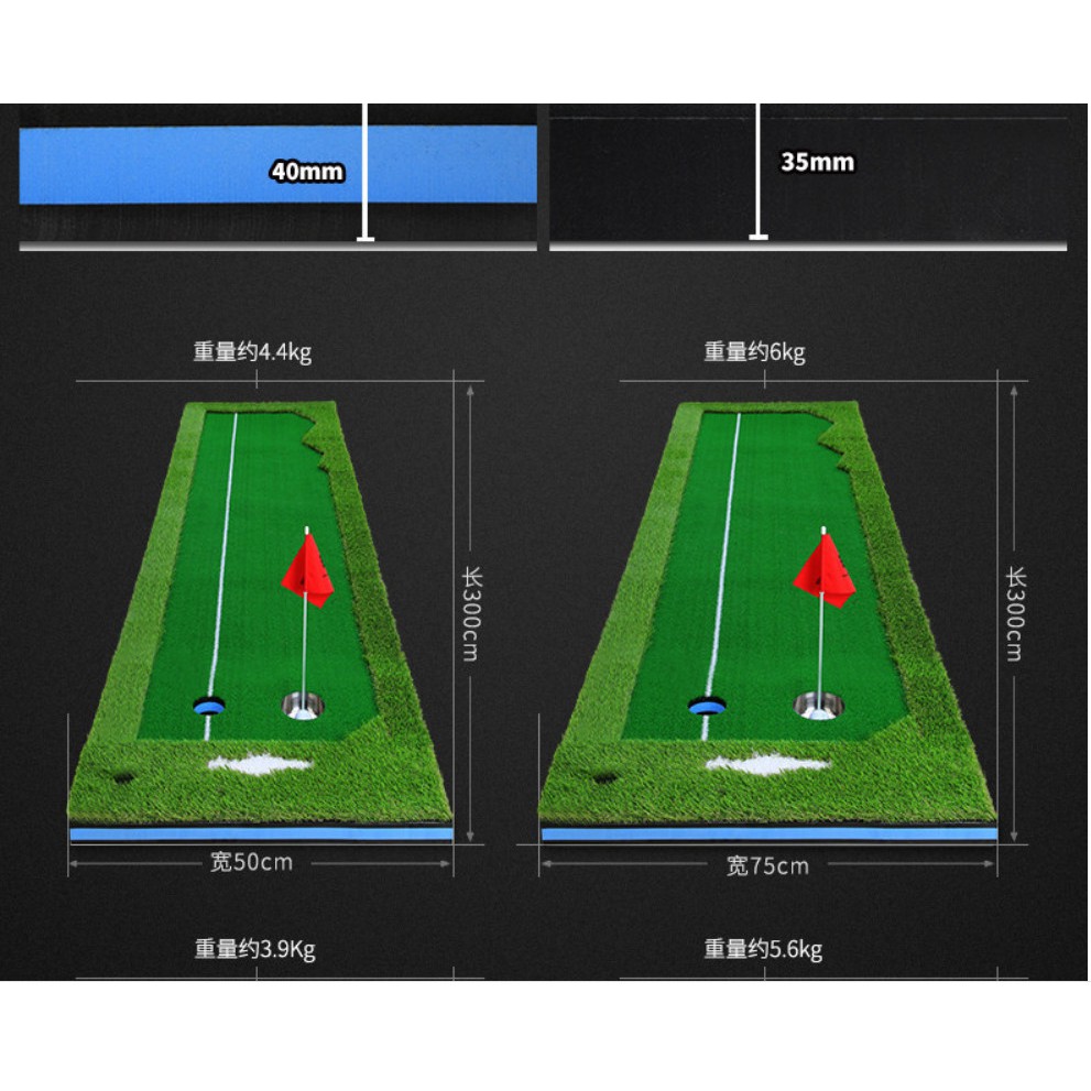 Thảm tập golf Putting thế hệ mới size nhỏ 0,5 x 3m