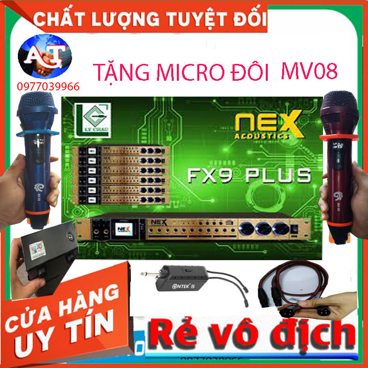 [kèm micro đôi]Vang Cơ Chống Hú Acoustics NEX FX9 Plus Cao Cấp-Mẫu Mới 2021, Echo Cực Nhanh, Âm Thanh Cực Hay, Dùng Cho Karaoke, Đáp Tuyến Tần Số Rộng, Điều Chỉnh Âm Sắc Dễ Dàng, Chất Âm Dày Và Sống Động
