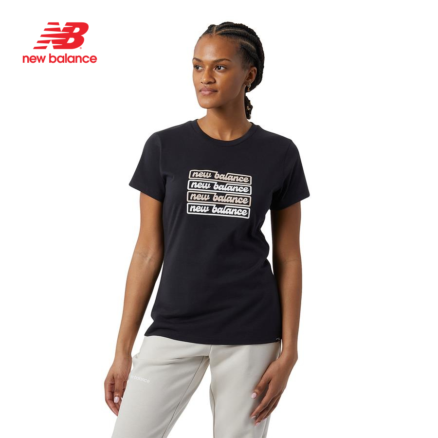 New balance áo thun thời trang nữ nb app lifestyle t-shirt w black wt23808bk