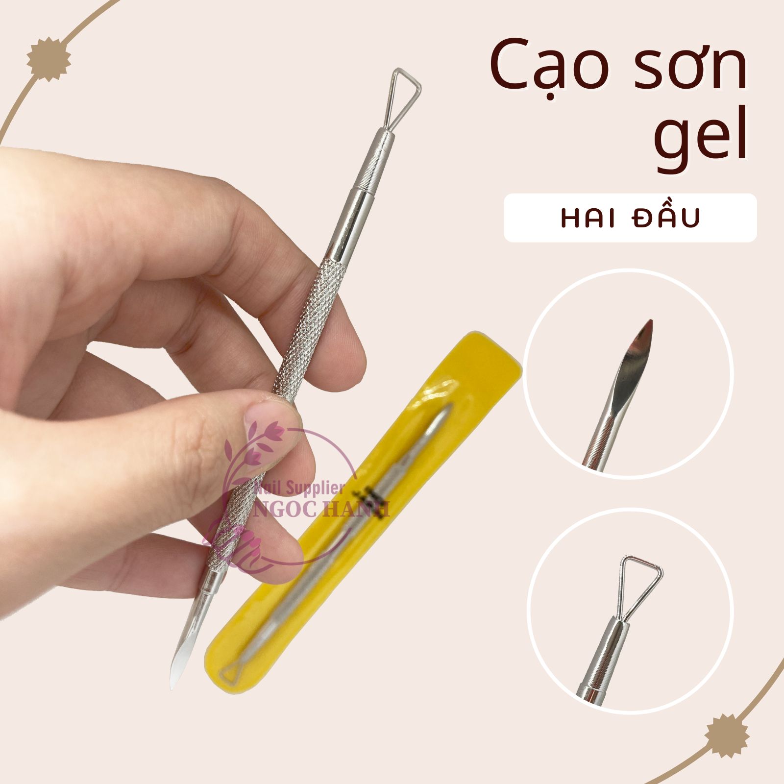 Cây cạo phá sơn gel 2 đầu, cạo sơn inox làm nail - D006