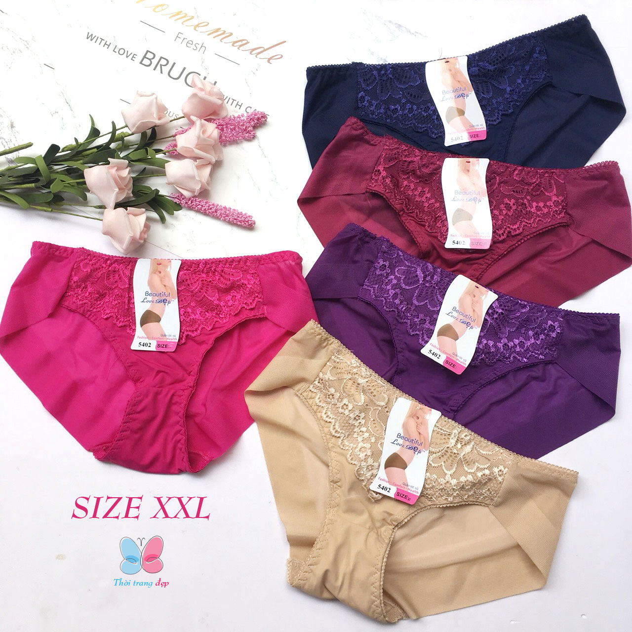 Quần lót nữ cỡ xxl từ 55-60kg thun phối ren beautiful spring - qlnu59